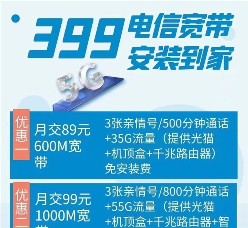 電信寬帶優惠來了
